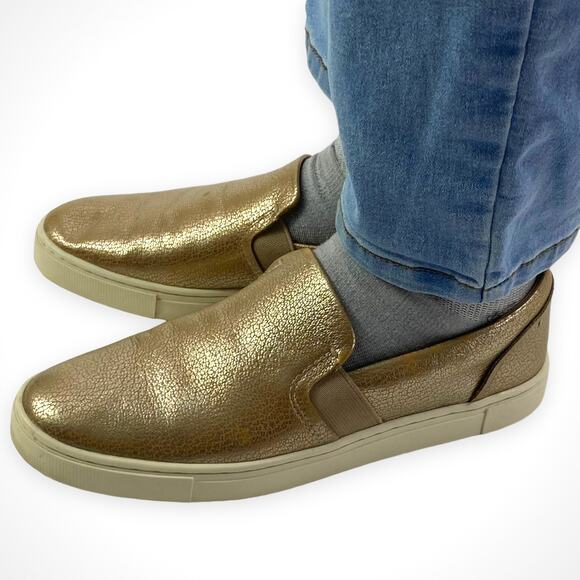 FRYE Ivy Slip On Metallic Gold Leather Sneakers - Picture 8 of 12